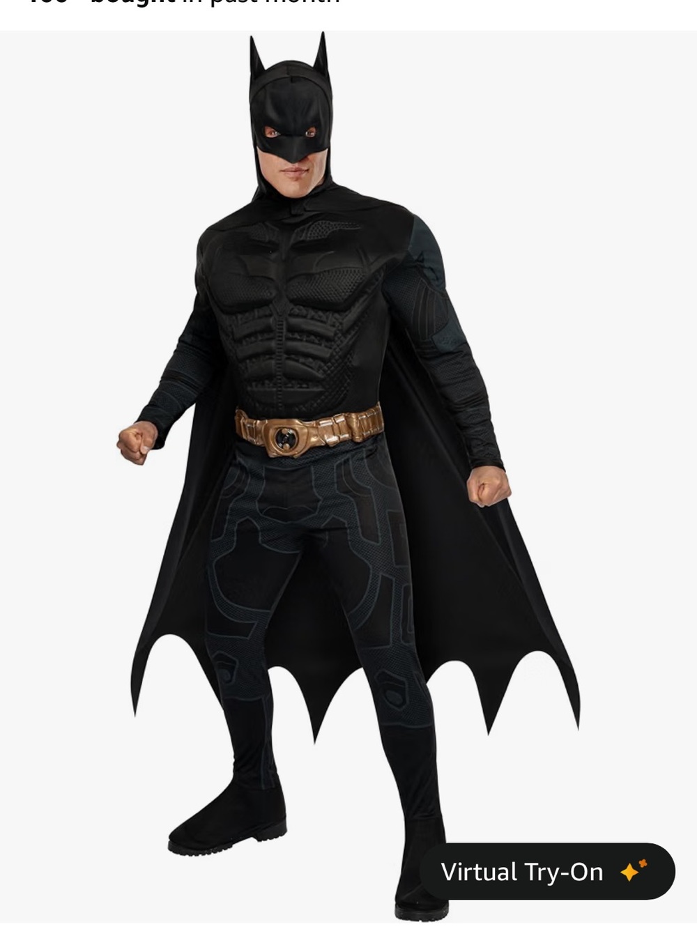 Kids Black Batman-Style Superhero Costume with Cape